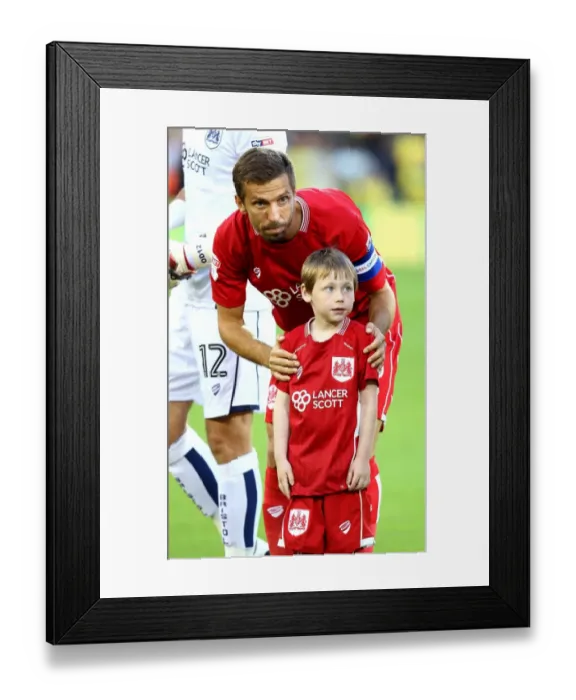 Framed Print : Gary O'Neil and Mandot the Bristol City Mascot at Carrow Road during Norwich City vs Bristol City Championship Match, August 16, 2016 Framed Print : Gary O'Neil and Mandot the Bristol City Mascot at Carrow Road during Norwich City vs Bristol City Championship Match, August 16, 2016