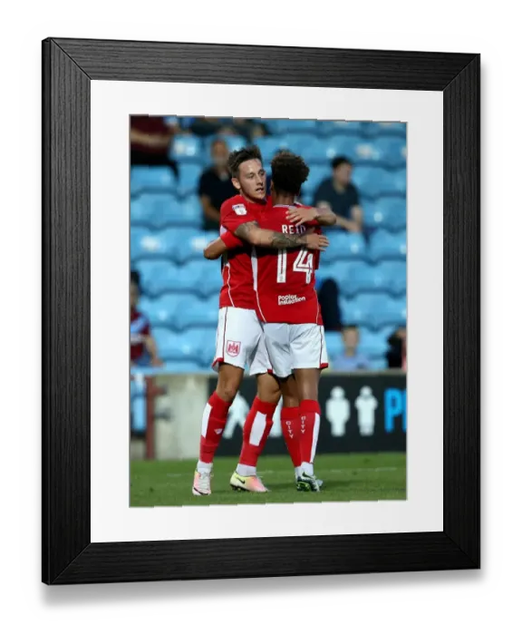 Framed Print : Bobby Reid and Josh Brownhill: Celebrating a Goal for Bristol City against Scunthorpe United, 2016