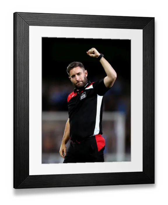 Framed Print : Bristol City Celebrate EFL Cup Win Over Scunthorpe United: Lee Johnson Rejoices at Glanford Park Framed Print : Bristol City Celebrate EFL Cup Win Over Scunthorpe United: Lee Johnson Rejoices at Glanford Park