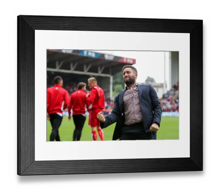 Framed Print : Bristol City's Comeback: Lee Johnson Celebrates 3-1 Win over Aston Villa Framed Print : Bristol City's Comeback: Lee Johnson Celebrates 3-1 Win over Aston Villa