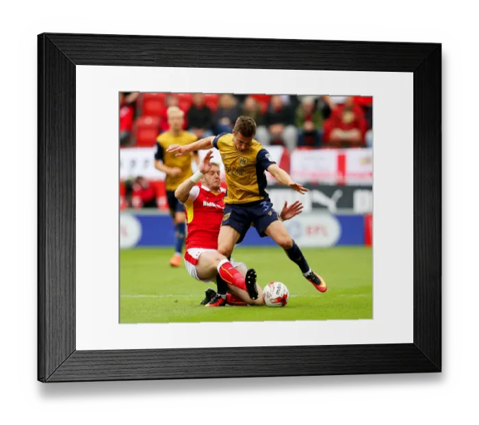 Framed Print : Greg Halford Tackles Joe Bryan: Rotherham United vs. Bristol City Championship Clash