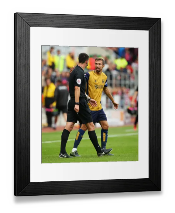 Framed Print : Gary O'Neil of Bristol City Discusses with Referee during Rotherham United vs. Bristol City Championship Match, September 10, 2016