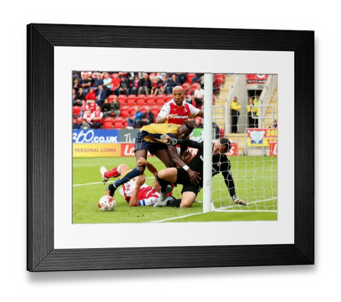Framed Print : Goal Mouth Drama: Abraham's Scramble in Rotherham United vs. Bristol City Championship Clash Framed Print : Goal Mouth Drama: Abraham's Scramble in Rotherham United vs. Bristol City Championship Clash