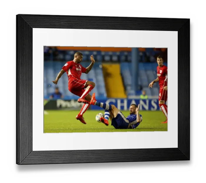 Framed Print : Mark Little Tackles Steven Fletcher: Intense Moment from Sheffield Wednesday vs. Bristol City Championship Clash Framed Print : Mark Little Tackles Steven Fletcher: Intense Moment from Sheffield Wednesday vs. Bristol City Championship Clash