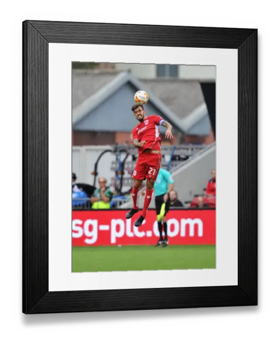 Framed Print : Marlon Pack Heads the Ball: Bristol City vs Derby County, Sky Bet Championship
