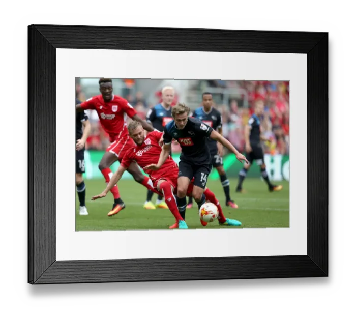 Framed Print : Bristol City vs Derby County: Joel Ekstrand Fouls James Wilson Framed Print : Bristol City vs Derby County: Joel Ekstrand Fouls James Wilson
