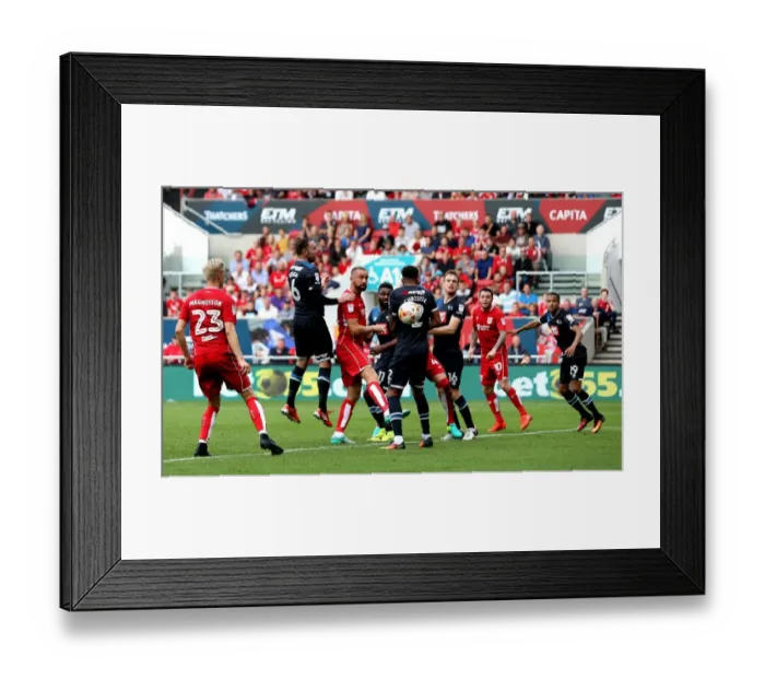 Framed Print : Bristol City's Aaron Wilbraham Scores Dramatic Header Against Derby County (17-09-2016)