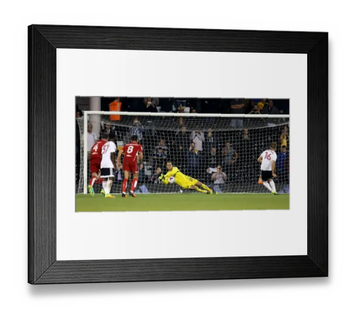 Framed Print : Bristol City's Ivan Lucic Saves Fulham's Cauley Woodrow's Penalty at Craven Cottage - EFL Cup Framed Print : Bristol City's Ivan Lucic Saves Fulham's Cauley Woodrow's Penalty at Craven Cottage - EFL Cup