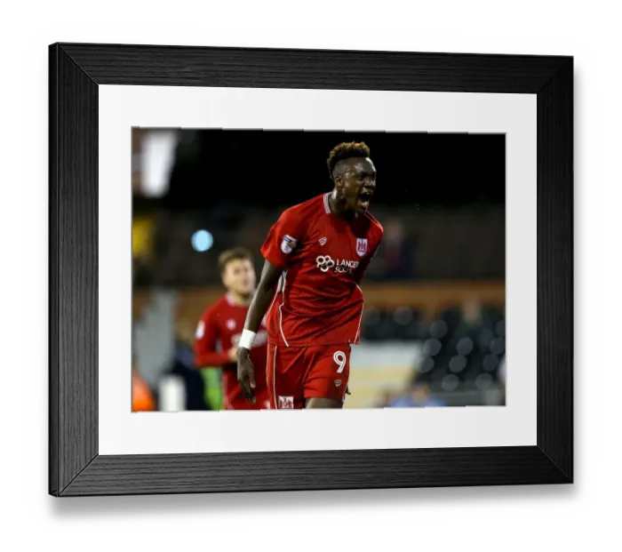 Framed Print : Bristol City's Tammy Abraham Scores Shocking Winning Goal vs. Fulham in EFL Cup Framed Print : Bristol City's Tammy Abraham Scores Shocking Winning Goal vs. Fulham in EFL Cup