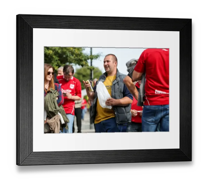 Framed Print : Bristol City Fans Gather at Craven Cottage Before Fulham Match, September 2016 Framed Print : Bristol City Fans Gather at Craven Cottage Before Fulham Match, September 2016