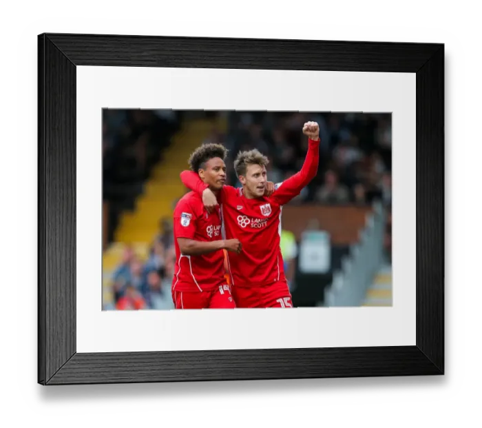 Framed Print : Bristol City's Luke Freeman and Bobby Reid Celebrate 0-2 Goal in Sky Bet EFL Championship (2016) Framed Print : Bristol City's Luke Freeman and Bobby Reid Celebrate 0-2 Goal in Sky Bet EFL Championship (2016)