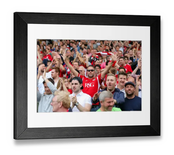 Framed Print : Bristol City's 4-0 Victory Over Fulham: Celebrating at Craven Cottage Framed Print : Bristol City's 4-0 Victory Over Fulham: Celebrating at Craven Cottage
