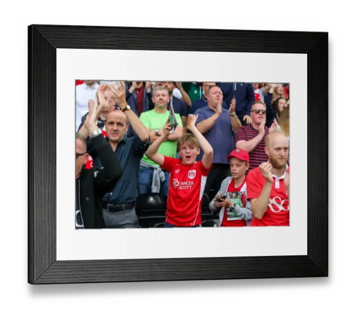 Framed Print : Bristol City's Triumph: Fans Celebrate 4-0 Victory at Craven Cottage