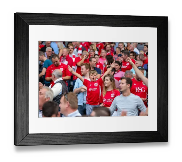 Framed Print : Bristol City's Euphoric 0-4 Victory Celebration at Craven Cottage Framed Print : Bristol City's Euphoric 0-4 Victory Celebration at Craven Cottage