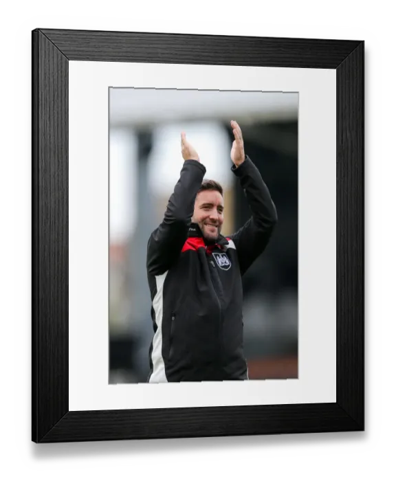 Framed Print : Bristol City's Historic 0-4 Victory Over Fulham: Lee Johnson Celebrates with Fans