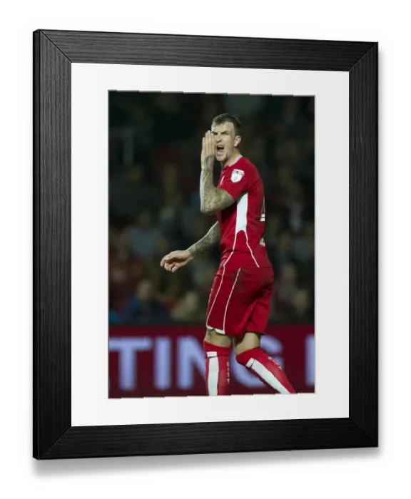Framed Print : Aden Flint Rallies Team Mates: Bristol City vs Leeds United, Sky Bet Championship, Ashton Gate Stadium Framed Print : Aden Flint Rallies Team Mates: Bristol City vs Leeds United, Sky Bet Championship, Ashton Gate Stadium