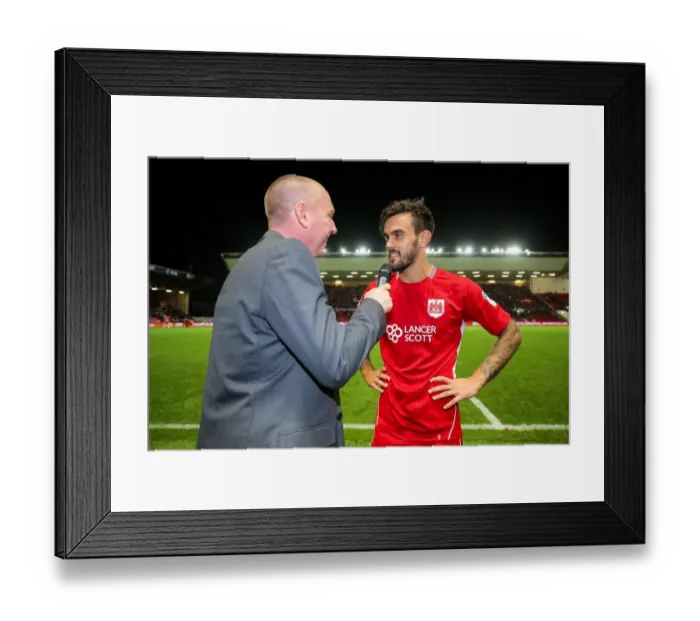 Framed Print : Marlon Pack Receives Man of the Match Award After Securing 1-0 Win for Bristol City Against Leeds United at Ashton Gate Stadium