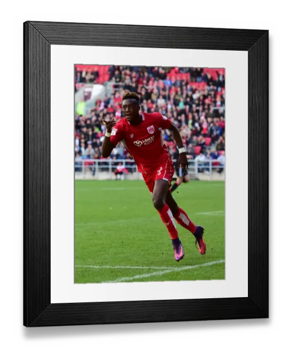 Framed Print : Tammy Abraham's Euphoric Milestone: Bristol City's Championship Goal Celebration (vs. Nottingham Forest, 2016) Framed Print : Tammy Abraham's Euphoric Milestone: Bristol City's Championship Goal Celebration (vs. Nottingham Forest, 2016)