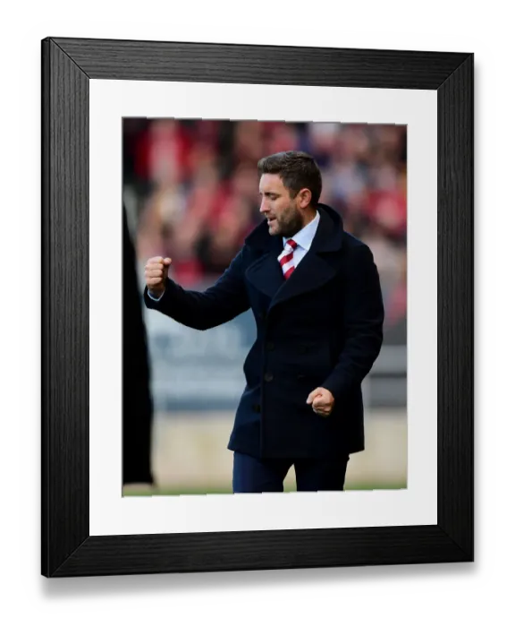 Framed Print : Bristol City's Lee Johnson Celebrates Championship Victory Over Nottingham Forest