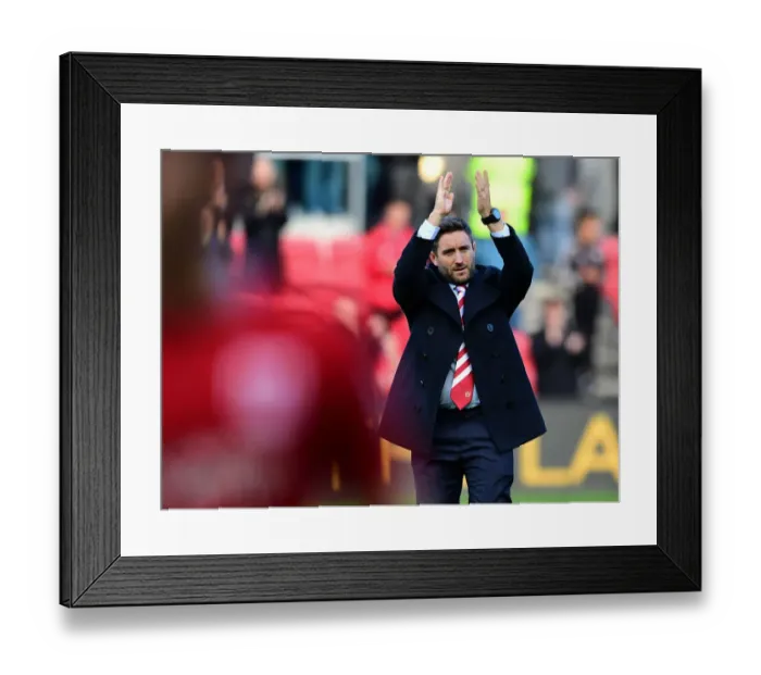 Framed Print : Bristol City's Lee Johnson Celebrates with Fans after Win against Nottingham Forest Framed Print : Bristol City's Lee Johnson Celebrates with Fans after Win against Nottingham Forest