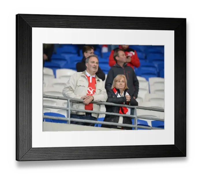 Framed Print : Bristol City Fans Cheering Loudly at Cardiff City Stadium, October 2016