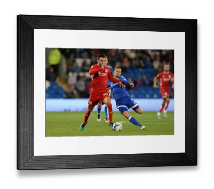 Framed Print : Marlon Pack vs Joe Bennett Clash: Cardiff City vs Bristol City Championship Showdown Framed Print : Marlon Pack vs Joe Bennett Clash: Cardiff City vs Bristol City Championship Showdown
