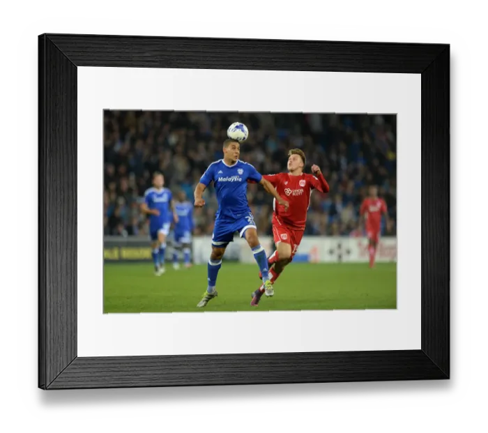 Framed Print : Bristol City's Luke Freeman Shuts Down Cardiff City's Lee Peltier Framed Print : Bristol City's Luke Freeman Shuts Down Cardiff City's Lee Peltier