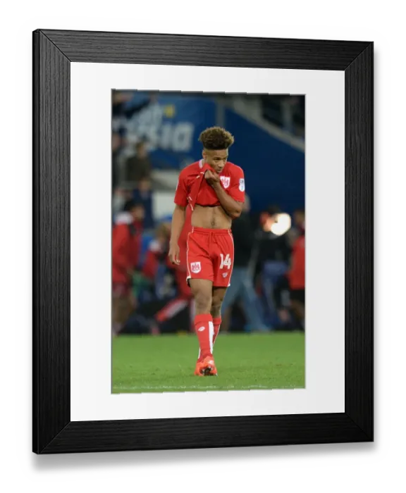 Framed Print : Bobby Reid's Disappointment: Cardiff City vs. Bristol City, 14th October 2016
