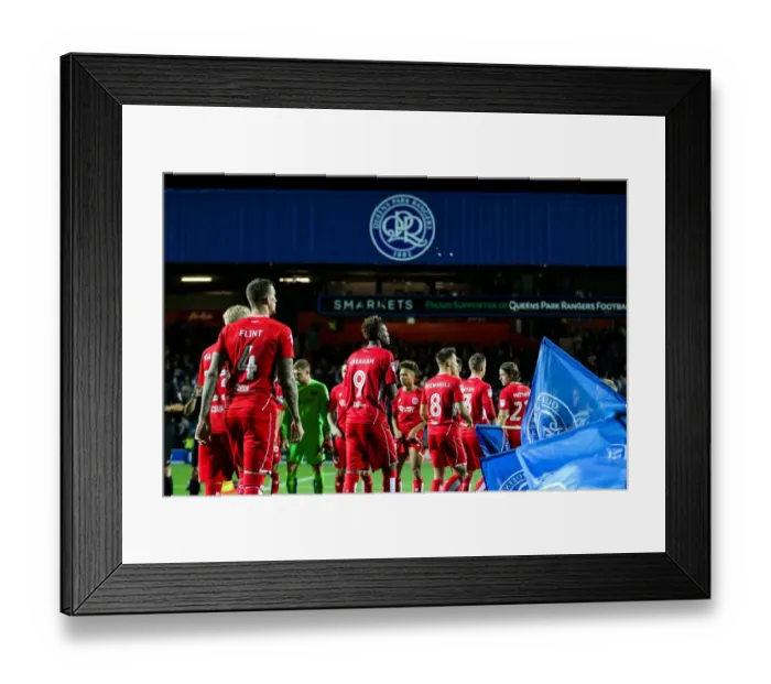 Framed Print : Bristol City Players Led by Tammy Abraham Walk Out at Loftus Road Stadium for QPR vs. Bristol City Championship Match