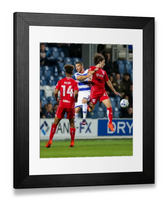Framed Print : Clash in the Air: Washington vs. Matthews at Loftus Road Framed Print : Clash in the Air: Washington vs. Matthews at Loftus Road