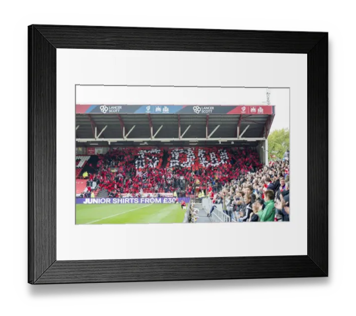 Framed Print : Bristol City Fans Pay Tribute to Gerry Gow with Flags and Banners at Ashton Gate Stadium