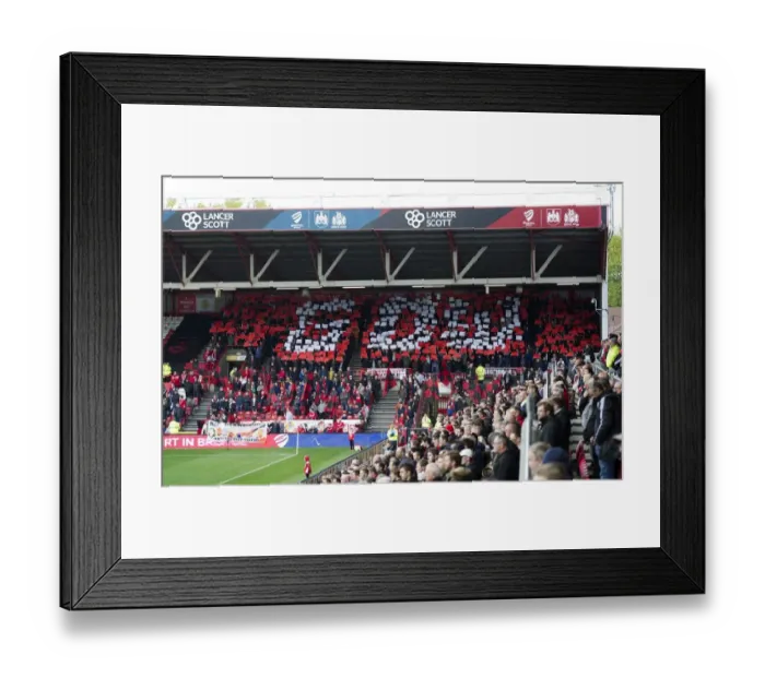 Framed Print : Bristol City Fans Honor Gerry Gow with Flags and Banners at Ashton Gate Stadium during Bristol City vs Blackburn Rovers Match