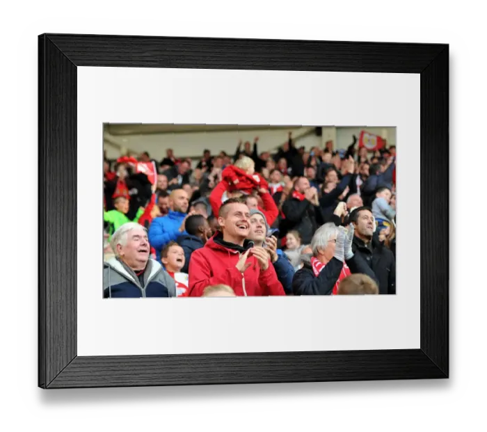 Framed Print : Bristol City Fans Celebrate 1-0 Lead Over Blackburn Rovers at Ashton Gate Stadium Framed Print : Bristol City Fans Celebrate 1-0 Lead Over Blackburn Rovers at Ashton Gate Stadium