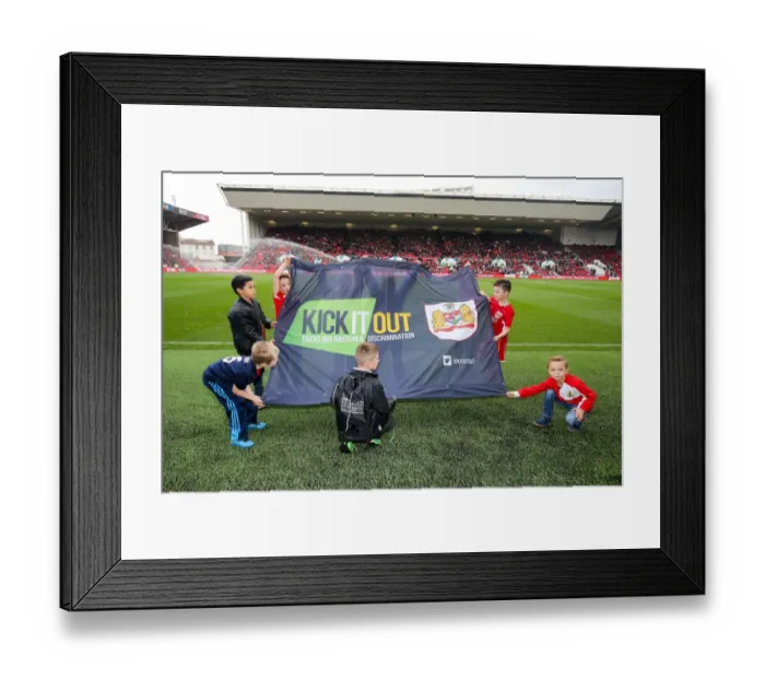 Framed Print : United Against Discrimination: Bristol City vs Blackburn Rovers, Kick It Out Campaign at Ashton Gate Stadium, 2016 Framed Print : United Against Discrimination: Bristol City vs Blackburn Rovers, Kick It Out Campaign at Ashton Gate Stadium, 2016