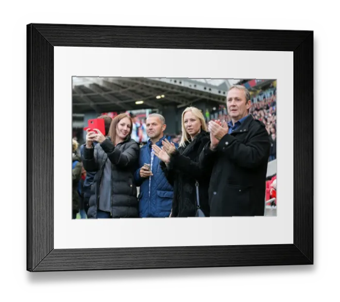 Framed Print : Bristol City FC: Tribute to Gerry Gow in Atyeo Stand during Bristol City v Blackburn Rovers Game