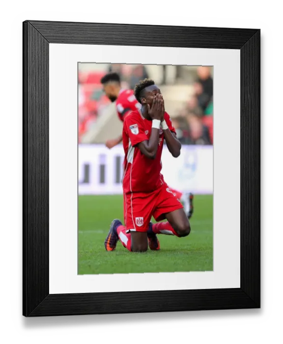 Framed Print : Frustration on the Field: Tammy Abraham's Emotional Moment at Ashton Gate during Bristol City vs Blackburn Rovers Framed Print : Frustration on the Field: Tammy Abraham's Emotional Moment at Ashton Gate during Bristol City vs Blackburn Rovers