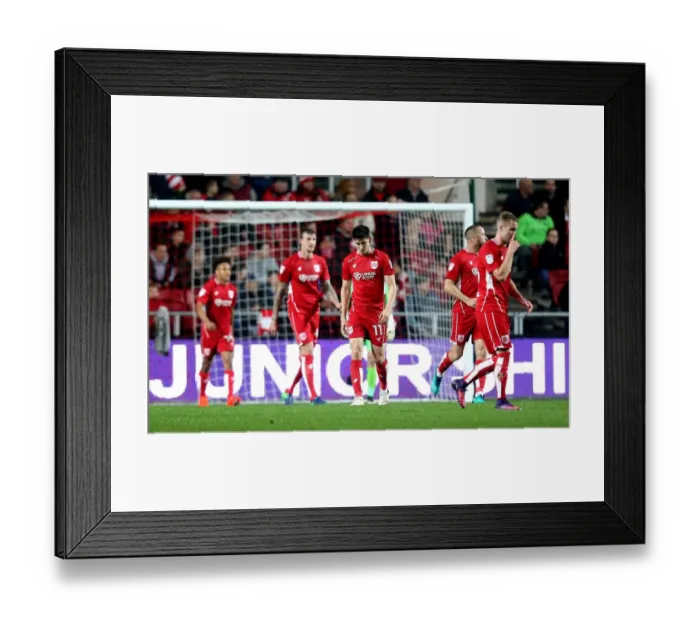 Framed Print : Bristol City Players Show Disappointment After Conceding Goal to Hull City