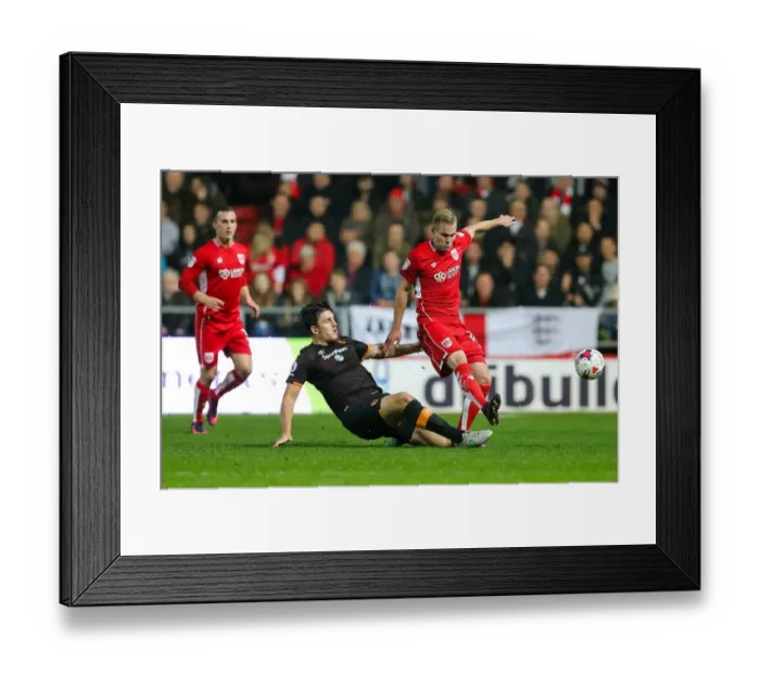 Framed Print : Bristol City vs Hull City: Gustav Engvall Tackled by Harry Maguire