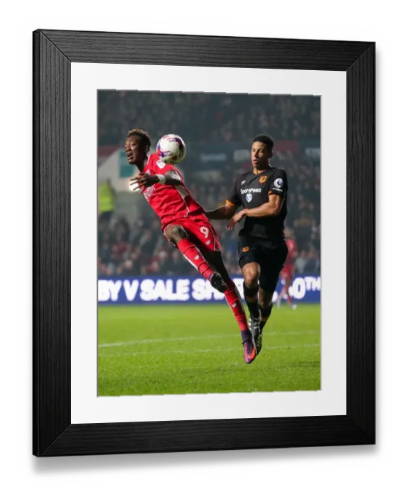 Framed Print : Tammy Abraham vs Curtis Davies: Intense Battle at Ashton Gate - Bristol City vs Hull City, EFL Cup Fourth Round Framed Print : Tammy Abraham vs Curtis Davies: Intense Battle at Ashton Gate - Bristol City vs Hull City, EFL Cup Fourth Round