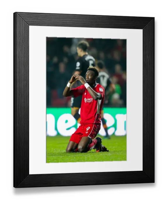 Framed Print : Bristol City's Tammy Abraham Disappointed as Hull City Clear Shot Off the Line in EFL Cup Framed Print : Bristol City's Tammy Abraham Disappointed as Hull City Clear Shot Off the Line in EFL Cup