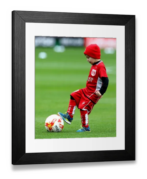 Framed Print : Young Bristol City Fan Assists Players with Footballs during Barnsley vs. Bristol City Match, Oakwell Stadium, 2016