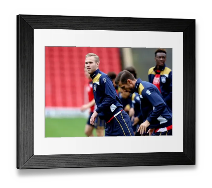 Framed Print : Gustav Engvall of Bristol City Warms Up Ahead of Barnsley Clash