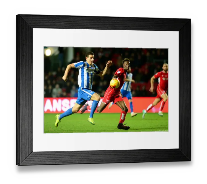 Framed Print : Chasing the Championship Dream: Abraham vs. Dunk at Ashton Gate