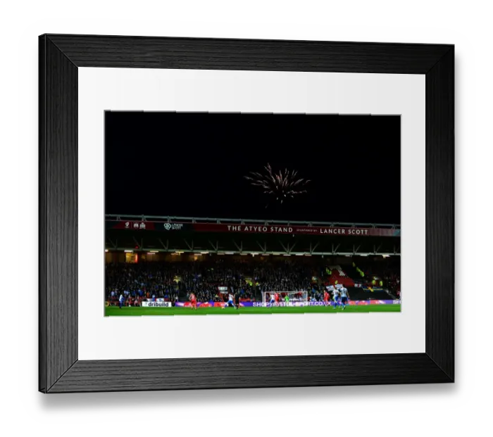 Framed Print : Sky Bet Championship: Fireworks Light Up Ashton Gate as Bristol City and Brighton Clash