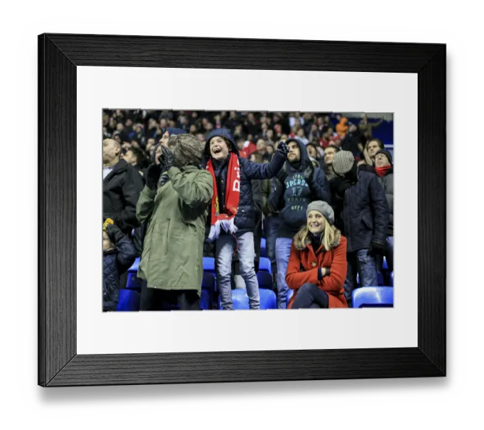 Framed Print : Exultant Bristol City Fans Celebrate Goal at Reading's Madejski Stadium, Sky Bet Championship (November 2016)