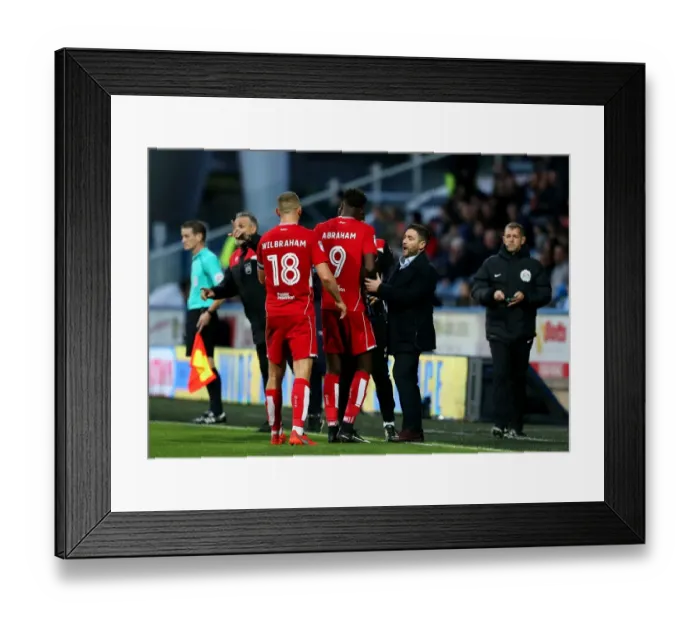 Framed Print : Johnson Urges On Bristol City Players After Equalizer vs. Huddersfield Town (10 / 12 / 2016)