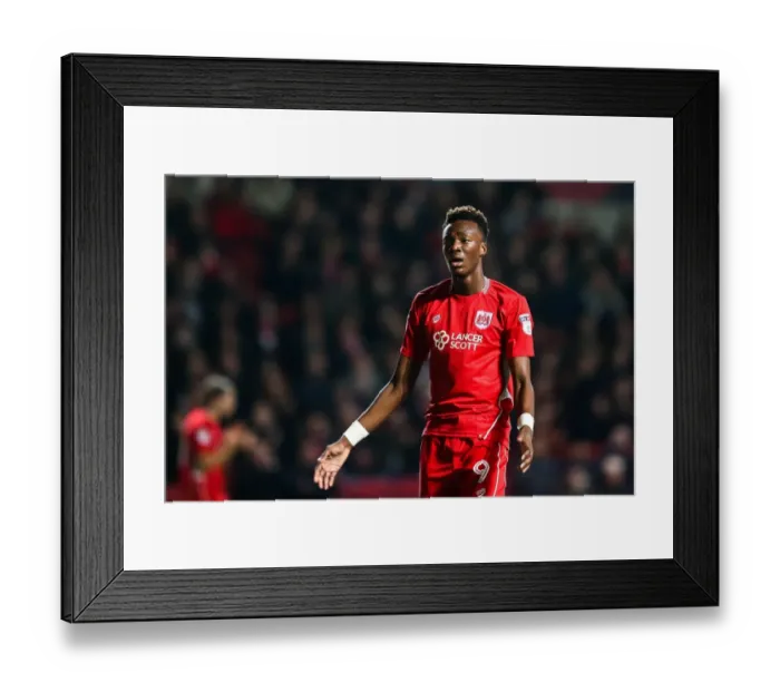 Framed Print : Frustration on Faces: Tammy Abraham of Bristol City at Ashton Gate Stadium during Bristol City vs Brentford