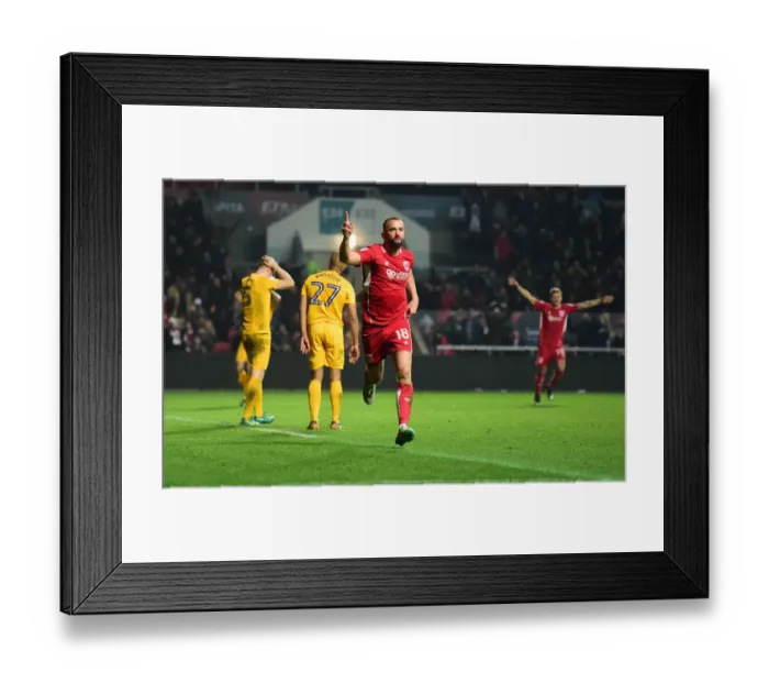 Framed Print : Aaron Wilbraham's Thrilling Goal Celebration: Bristol City vs. Preston North End, Sky Bet Championship 2016