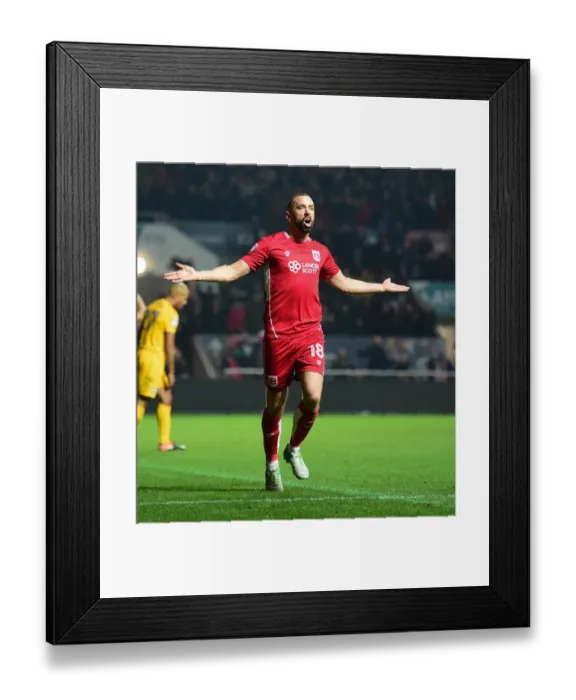 Framed Print : Aaron Wilbraham's Euphoric Goal Celebration: Bristol City vs. Preston North End, Sky Bet Championship 2016
