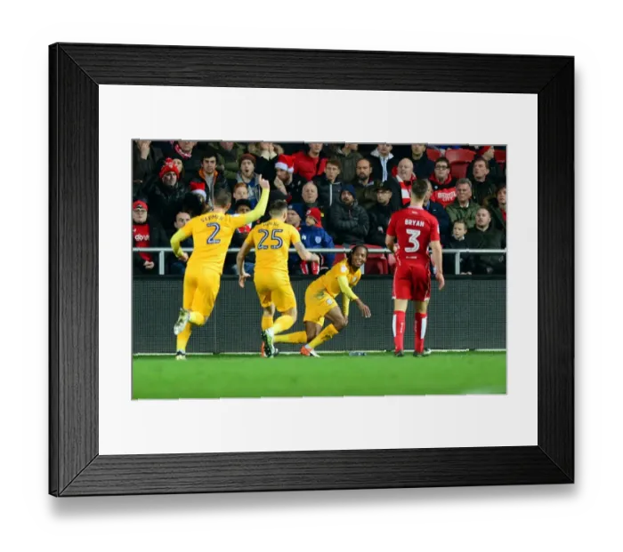 Framed Print : Johnson's Goal Celebration: Bristol City vs. Preston North End, Sky Bet Championship (December 17, 2016)